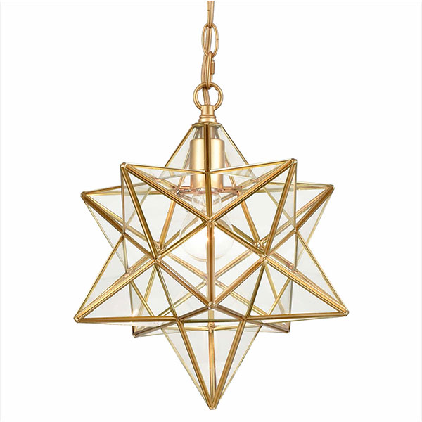 Moravian Star Pendant Light with Textured Ripple Glass Cover - Image 2